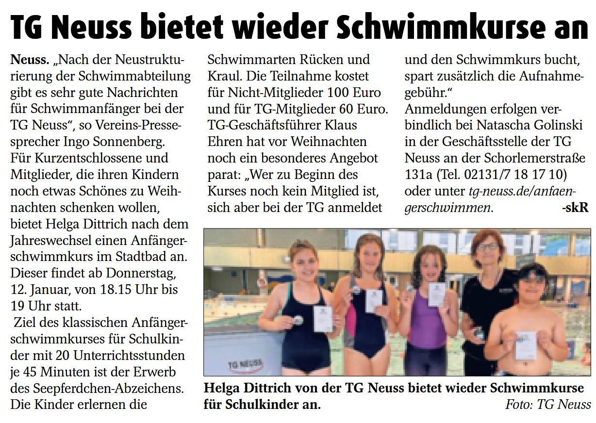 Read more about the article neuer Spezial-Schwimmkurs