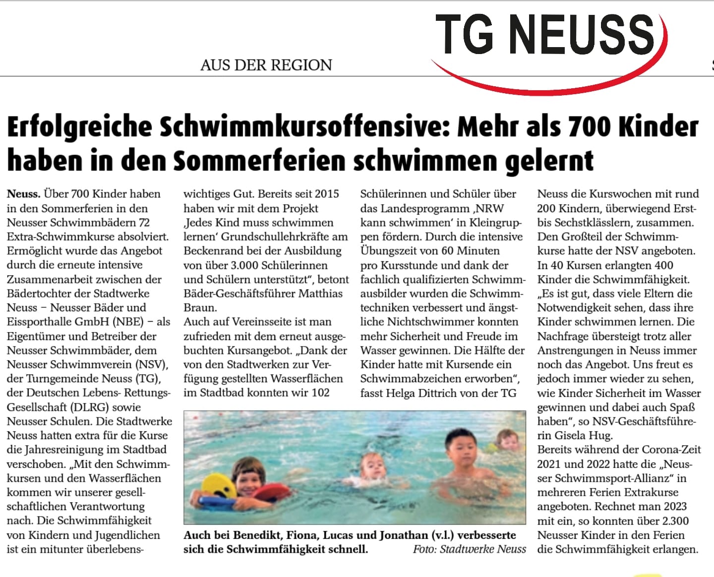 Read more about the article Über 700 Kinder lernen in den Ferien das Schwimmen