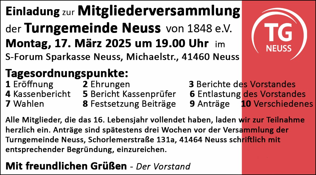 Mehr über den Artikel erfahren Einladung zur Mitgliederversammlung