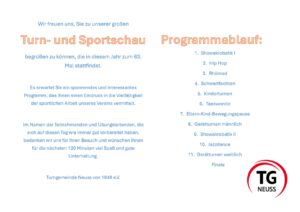 Mehr über den Artikel erfahren 63. TG Turn- und Sportschau