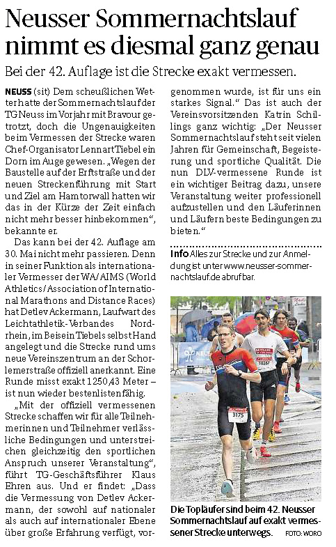 Mehr über den Artikel erfahren Neusser Sommernachtslauf nimmt es diesmal ganz genau