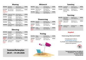Mehr über den Artikel erfahren Sommerferienplan 20.07 – 01.09.2026