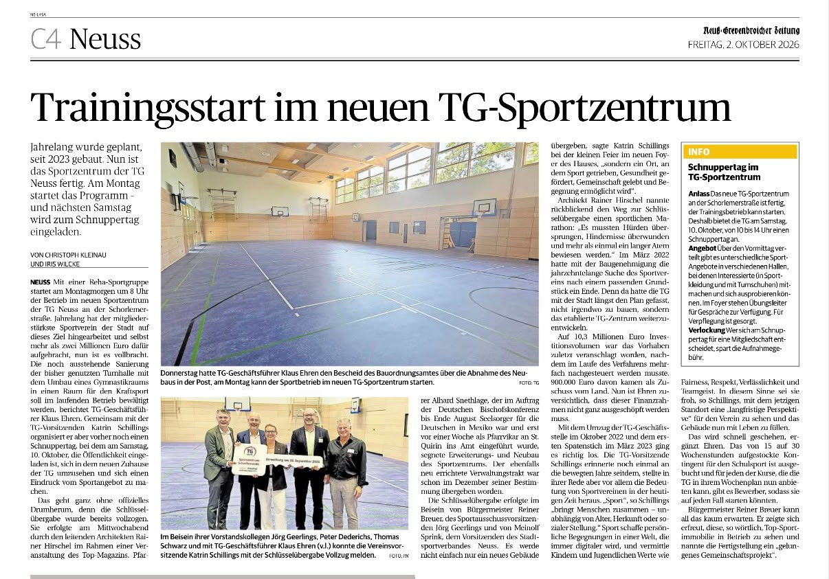 Du betrachtest gerade Neues Sportzentrum, neue Möglichkeiten!